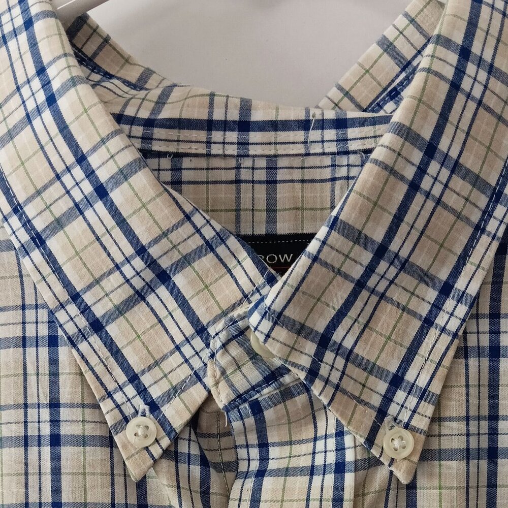 ARROW White and Blue Plaid Short Sleeved Button Down Shirt Size XXL - Picture 2 of 10